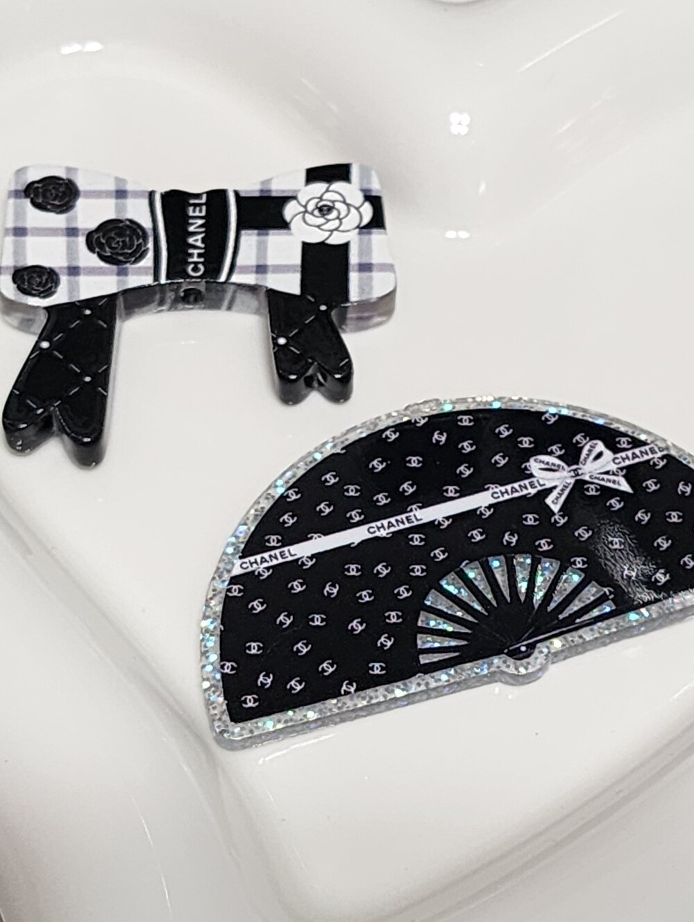 Design Fan Bow Flatback Focal Bead Badge Keychain Crafts Beaded Pen Magnet Clip